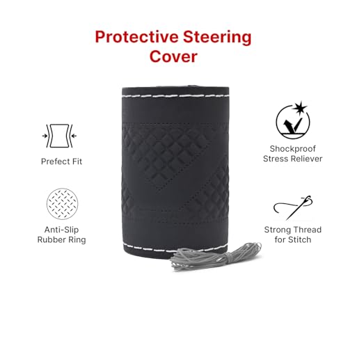 Image of Leather 25CM Universal Fit Car Steering Wheel Cover, Elastic Breathable and Odorless (Silver-12)