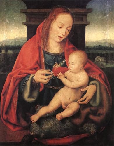 Tableaux peinture sur toile Vierge à l'Enfant Joos Van Cleve décoration 60x90cm