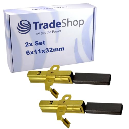 2x Trade-Shop Motorkohlen 6 x 11 x 32mm kompatibel mit Kärcher T 191, T 7/1, T 9/1, T 10/1, T 12/1, T 15/1, T 17/1, BV 5/1, K 5200, DS 5200, BR 40/40