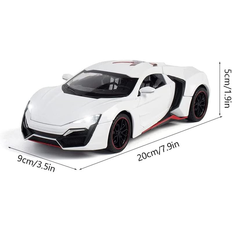 Image of Kids Model 1:24 Hyper Sport Die Cast Metal Car Pull Back Action Opening Doors with Realistic Engine Sound Lights Toy Car Gift for Boys - Black