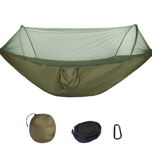 KEESIN Camping Hammock with Single Double Mosquito Net Ultra-Light Travel Hammock 200kg Load Capacity and Breathable Outdoor Hammock for Camping Hiking Backpacking Outdoor Indoor Garden(ArmyGreen) KEESIN Camping Hammock with Single Double Mosquito Net Ultra-Light Travel Hammock 200kg Load Capacity and Breathable Outdoor Hammock for Camping Hiking Backpacking Outdoor Indoor Garden(ArmyGreen)