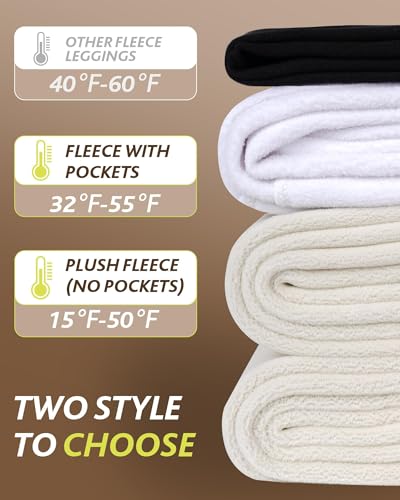 Image of CAMPSNAIL Fleece Lined Leggings Women - Thick Winter Thermal Warm Pants Pkt Dark Grey Large