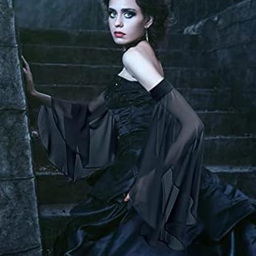 Mangas largas de tul negras y guantes de ópera góticos para mujer 5