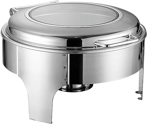 Estufa de bufé - Plato redondo aislante para alimentos, juego de bufé con olla caliente, juego de bufé con plato caliente de acero inoxidable con tapa de cristal y tapa integrada Ho, Luxe-9L (estilo a