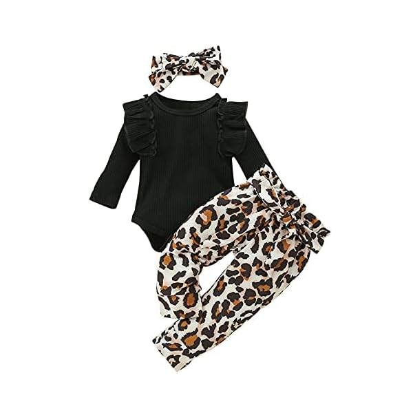 3Pcs Baby Girl Clothes Mama’s Baby Long Sleeve Romper Infant Baby Leopard Outfits 0-18 Months