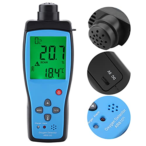 Detector de Oxígeno de Mano AR8100 Probador de Gas de Alarma Dual con Luz de Sonido Analizador de Gases para la Industria Al Aire Libre 100‑240V