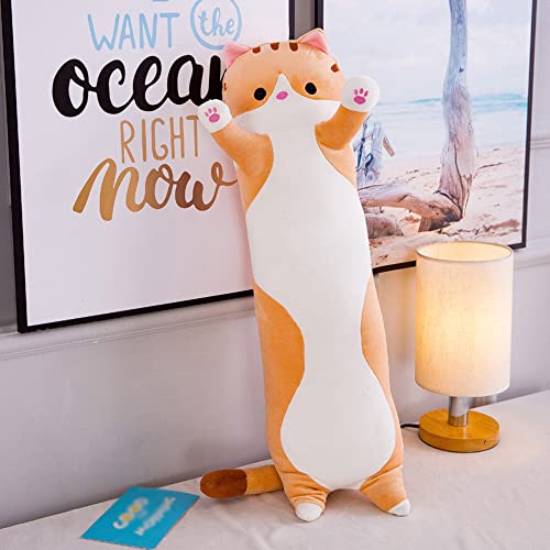 Henniu almofada Boneca de desenho animado fofa em forma de gato brinquedo de pelúcia para dormir tra