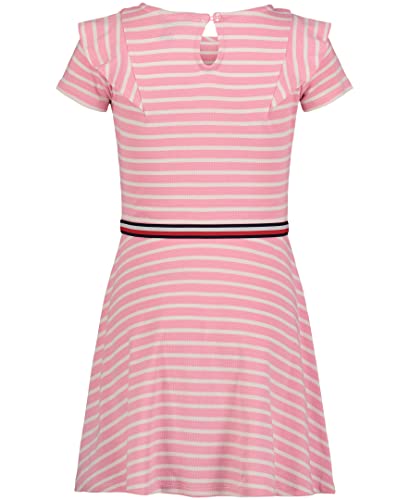 Tommy Hilfiger Girls' Short Sleeve Striped Dress, Sea Pink Ruffle, 7 #TOP1