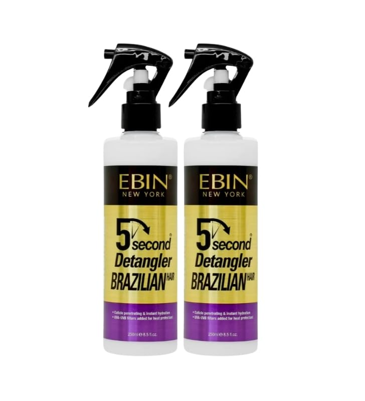 EBIN NEW YORK Argon Oil - 2x 5 Second Argan Oil Brazilian Detangler 8.5oz/250ml bundle Smooths Hair, Removes Knots, Adds Moisture, Protects from Heat Styling – Gift Set (2 Items)
