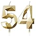 Yiran Gold 54. Geburtstagskerzen, 54. Geburtstagsdekorationen für Frauen und Männlich, 3D-Zahl-54-Kerze für Kuchen, Goldene Kuchendekorationen für Geburtstagsfeiern und Hochzeiten Zubehör