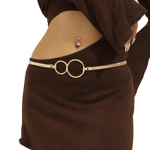 Elastic Chain Belt Skinny Metal Waist Belt for Women Dresses Fashion Metal Thin Belt Ladies Stretch Chain Belt