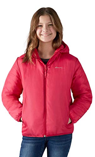 Eddie Bauer Girls Reversible Hooded Down Jacket (Pink Ombre/Red, Medium 10/12)2