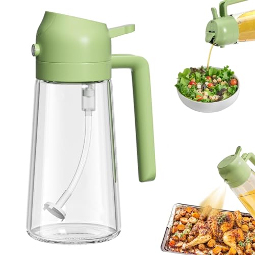 Euleryoo Botella pulverizadora de aceite de 470 ml, multifunción, 2 en 1, botella de aceite, pulverizador de aceite, pulverizador de aceite de cocina, cocina, barbacoa, freidora de aire caliente,