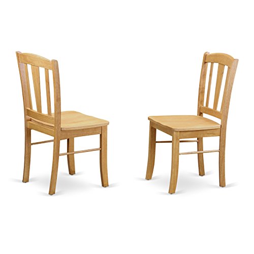 Dlin5-Oak-W 5 Pc Small Kitchen Table And Chairs Set-Round Table And 4 Dinette Chairs Chairs #TOP6