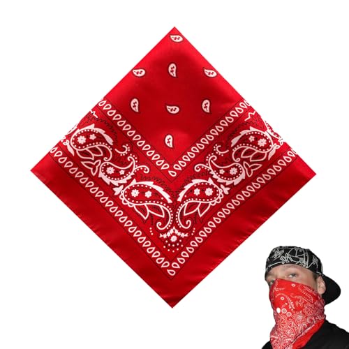 Bandana Damen Halstuch Rot Aus Baumwolle - Kopftuch Für Unisex, Kinder - Bindetuch, Headwear, Haar, Schal Mit Paisley Muster (55 X 55 Cm)