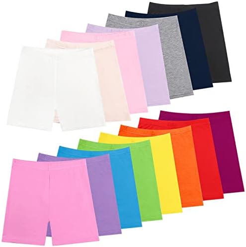 HOLLHOFF 15 Pack Girls Dance Shorts 6-7 Years, 15 Color Bike Short Breathable and Safety for Playgrounds and Gymnastics