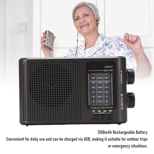 Radio portátil Zopsc AM FM SW Bluetooth recargable miniatura 3
