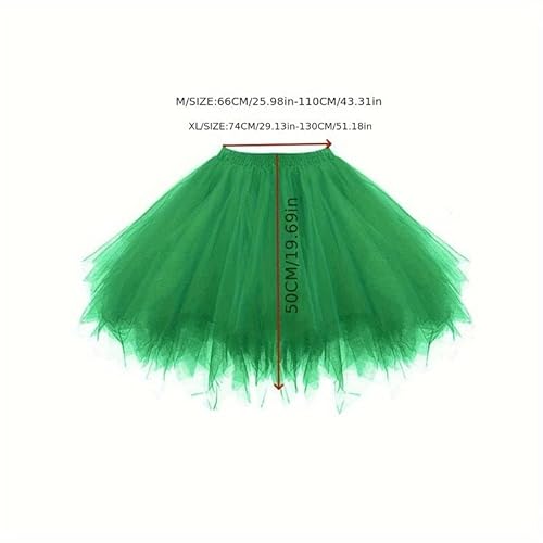 Boolavard 80er Jahre Tutu Rock für Erwachsene, mehrlagiger Tüll-Petticoat, Halloween-Tutu (DE/NL/SE/PL, Alphanumerisch, XXL, 3XL, Regular, Regular, Grün Rosa)