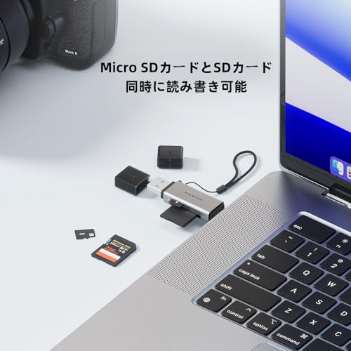 Image of SD Card Reader, High-Speed USB C to Micro SD Card Adapter USB 3.0 Dual Slots, Memory Card Reader for SD /Micro SD /SDHC /SDXC /MMC, Compatible with MacBook Pro /Air, Chromebook, Android