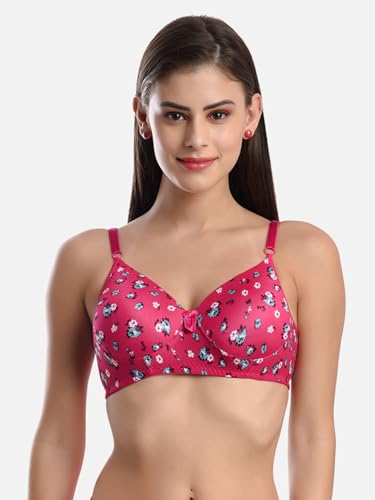 Image of FIMS - Fashion is my style Women Cotton Blend Floral Lightly Padded Bra Non-Wired Full Coverage Multicolor Cup- B
