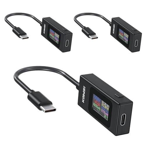 diymore 3 PCS USB C Meter USB C Tester Power Meter,4-30V 0-6.5A Digital Multimeter, Type C Voltage and Current Tester Meter,Working Time Ammeter Voltmeter USB Cable Charger Detector LED Display