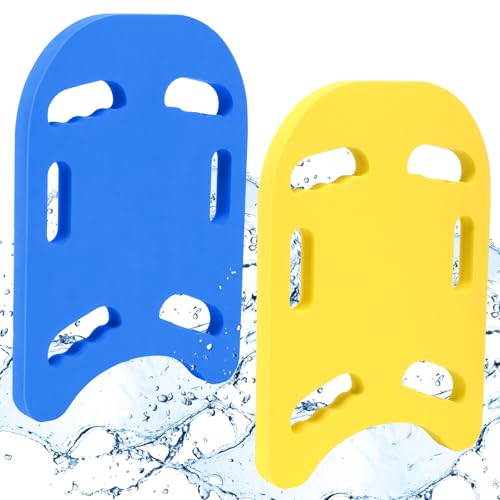 Relaxgiant 2 Pcs Swimming Kickboard Adult Kid, 6 Hand, Blue，Yellow