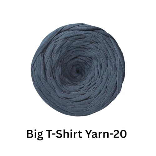 Image of VCR Prussian Blue Big T-Shirt Yarn, 100 Meters Length, Recycled & Fashionable Craft Yarn, Pack of 1, Suitable for Crochet, Knitting & DIY Bags, Baskets, Cushions & Home Decor Projects