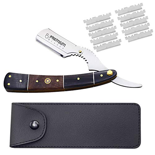 Handmade Horn & Wood Handle Replaceable Blade Straight edge Razor, Barber Razor, Razor for men with Razor Blades, Straight Razor by ''Premium Blades''