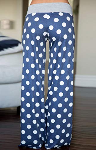 Image of AMiERY Women's Comfy Casual Pajama Pants Floral Print Drawstring Palazzo Lounge Pants Wide Leg
