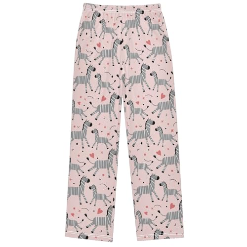 Boy's Pants Wildlife Zebra Red Heart Jogger Pants Elastic Waist Long Bottoms Trousers with Pockets 6-14 Years