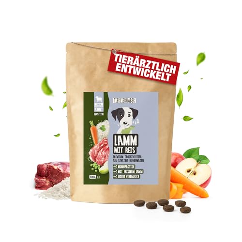 TIERLIEBHABER – Lamm mit Reis 250g Trockenfutter für Hunde – Tierärztlich entwickelt – Schonendes & Monoprotein Hundefutter für Hunde mit sensibler Verdauung – Hypoallergen & gut verträglich Dog Food