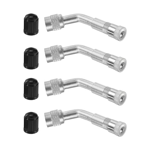 Image of 1 Set 135-Degree Universal Tire Valve Stem Extenders Extension Adapter - Cars RV Bicycles Motorcycles Trailers Tubeless Tire Valve - Copper Silver Tone