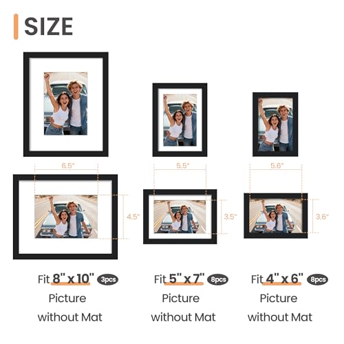 Image of upsimples Picture Frames set of 19, Including 8x10, 5x7, 4x6 Black Frame | Multi Picture Frames Collage Wall Decor, Gallery Wall Frame Set, Gift For Christmas, Mothers' day, Wedding, Dorm, Living Room