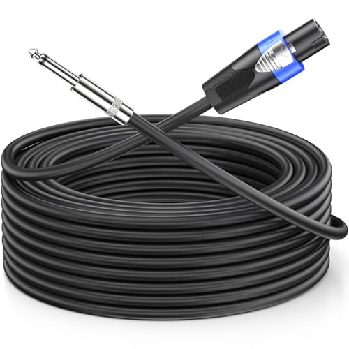 Jumwa 70 m Speakon do 1/4" TS kabel głośnikowy 12AWG Speakon kabel z Twist Lock do DJ/PA / wzmacniacza Heavy Duty Audio, M-M