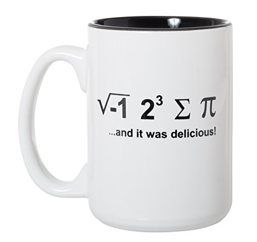 Artisan Owl Funny Math Mug - “I Ate Some Pie... And It Was Delicious” - Geeky Pi Day Gift - 15oz Ceramic Coffee Cup for Nerds, Teachers, Engineers, Students