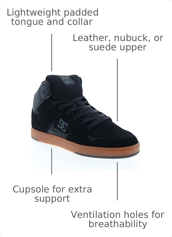 Image of DC Mens Cure Casual High-Top Skate Shoes Sneakers Black /Gum 1 8.5 D - Medium