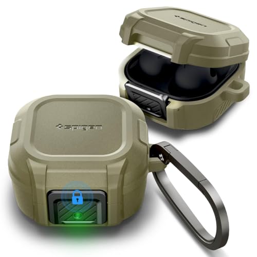 Spigen Lock Fit Designed for Galaxy Buds Core (2025) / FE (2023) / Buds2 Pro (2022) / Buds 2 (2021) / Buds Pro (2021) / Buds Live (2020) Case with Secure Lock Protection - Vintage Khaki