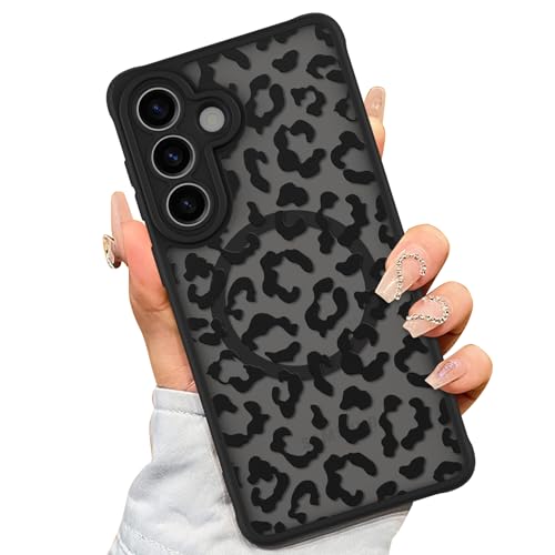 AIGOMARA Mganetic Case for Samsung Galaxy S26 Plus, Black Leopard Pattern