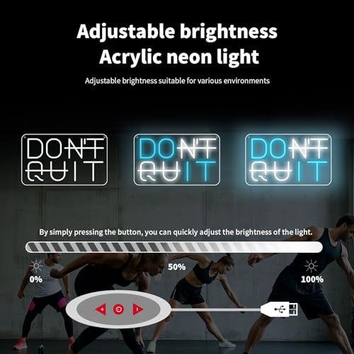 Don't Quit LED Neon Sign - Neon Signs for Wall Decor - USB Powered Switch Lights lighting adjustable - for Office Room, Gym Room, Man Cave, Gamer Room by Cjgyz - Used condition - Image 6