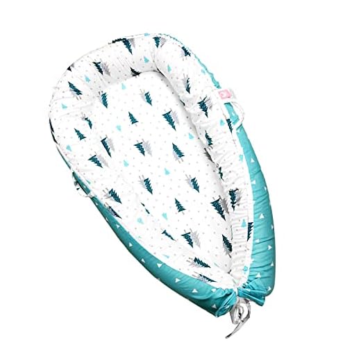 WHOZU Baby Lounger Baby Nest Co para dormir, piso de cama portátil para recém-nascidos, meninas e meninos de 0 a 12 meses, capa 100% algodão, macio e confortável (azul)
