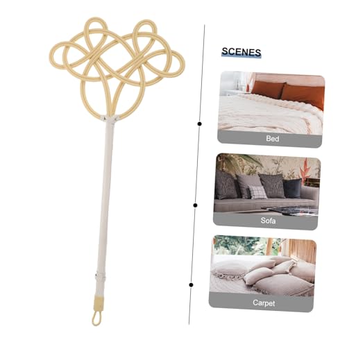 Gogogmee Plastic Long Handle Carpet Duster with Imitation Rattan Weave for Removal Durable Home Rug Beater Tool for Cleaning Quilts Cushions and High Areas
