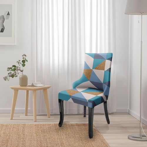 Image of House of Quirk Polyester Wingback American Side Chair Slipcover-Accent Chair Cover Slipcover with Arm,Washable Dining Chair with Nailed Trim Protector for Dining Living Room Pack of 6 (Blue Prism)