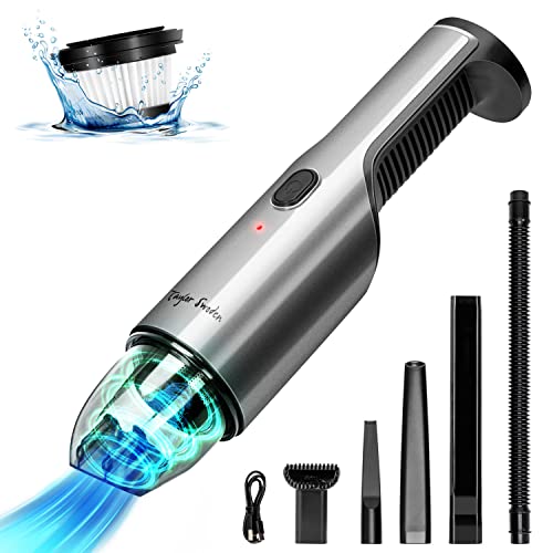 Product Image of the Taylor Swoden 3-in-1 Cordless Handheld Vacuum, 5000PA Strong Suction Mini Handheld Car Vacuum Cleaner with 20 Mins Runtime, Cordless Handheld Vacuum Rechargeable for Home, Office and Car, Silver
