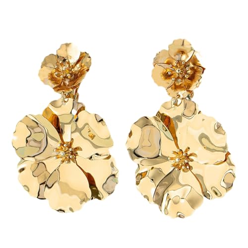 Elegant Flower Studs Earrings Colorful Fashion Ear Jewelry Iron Texture Trendy Accessory Suitable for Women Teen Present Multila