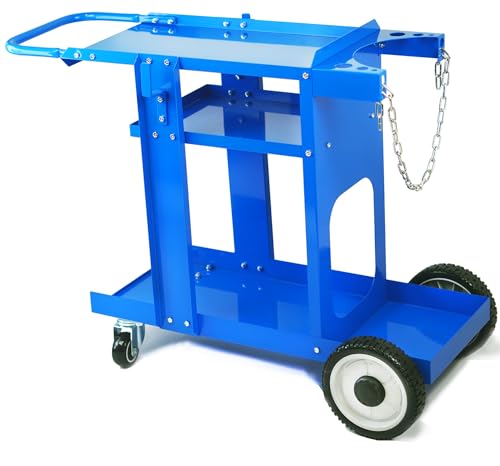 Image of Foxngear Welding Cart for TIG MIG Welder Plasma Cutter Gas Bottle Storage 3-Tier Shelves Blue by Hanteksteel