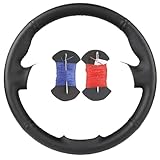 Couvre Volant Voiture pour Peugeot 206 1998-2005 SW 2003-2005 CC 2004 2005 Housse Volant Voiture Cuir Microfibre Antidérapant(A-Red-Blue Thread)