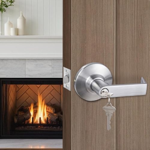 NEWBANG Grade 1 Commercial Heavy Duty Entry Door Lever in Satin Chrome Finish,ADA UL Listed for 3-Hour fire Rating, Left and Right Handed,GRD1-71ET-1P