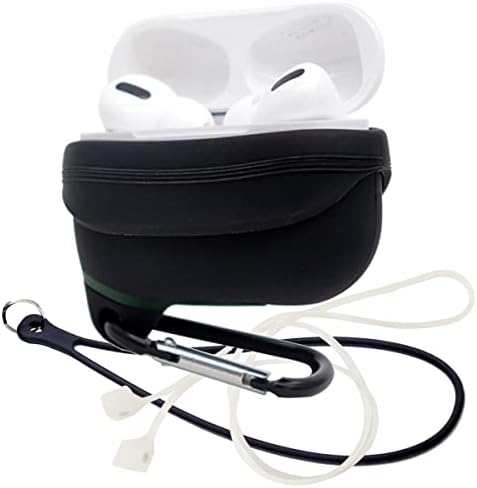 iCoolmate Silicone Cover Case for AirPods Pro with Headphone Earbud Anti-Lost Neck Strap and Carabiner and Silicone Hand Strap (Waterproof Dark Coffee)