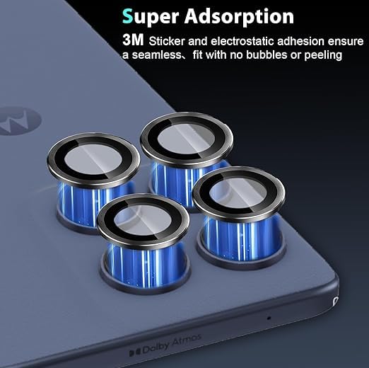 Image of Compatible with Moto Edge 60 Pro 5G Camera Lens Protector, Individual Metal Ring, [Strong Adsorption] Scratch Resistant Ultra-Thin HD Clear, 4Piece-Black