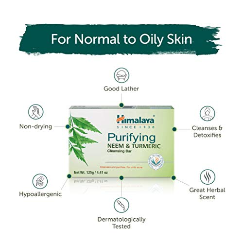 Himalaya Purifying Neem & Turmeric Cleansing Bar For Clean And Healthy Looking Skin, 4.41 Oz (125 Gm) #TOP4
